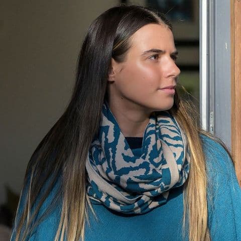 BLUE MIX RECYCLED BLEND ANIMAL STRIPE SNOOD
