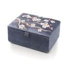 BLUE VELVET SAKURA EMBROIDERED JEWELLERY BOX