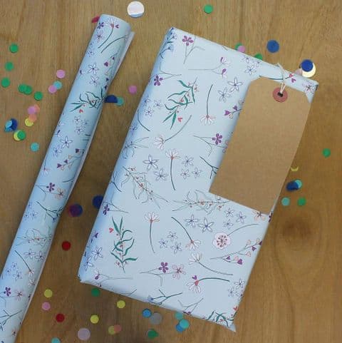 BOTANNICAL FLOWERS BLUE WRAP