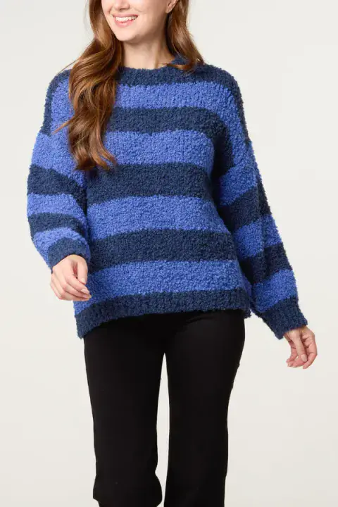 BOUCLE STRIPED  WOOL BLEND  KNIT