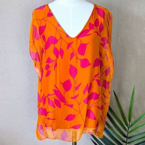 BOXY SILK LEAF TOP