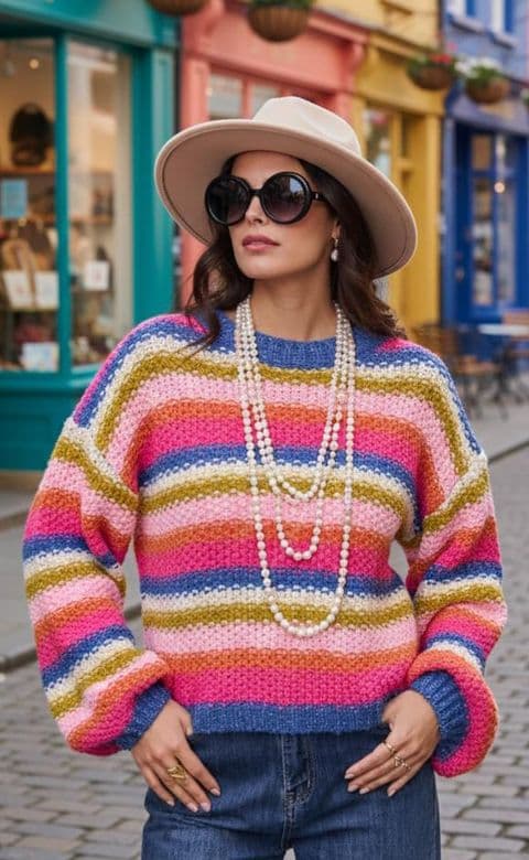 BRIGHT SPARKLY STRIPE KNIT