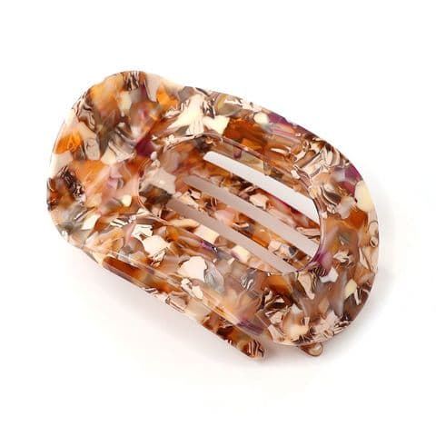 BROWN MIX MARBLED CURVE HAIR COMB CLIP