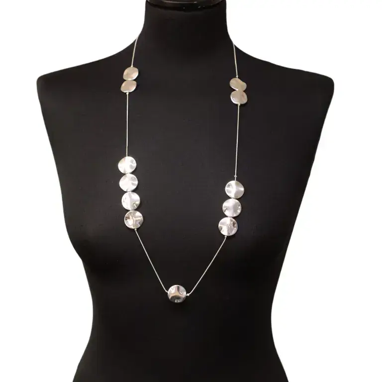 CASCADING DISCS NECKLACE IN SILVER