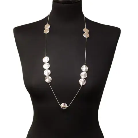 CASCADING DISCS NECKLACE IN SILVER