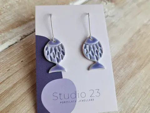 CERAMIC DROP FISH EARRINGS
