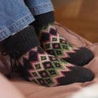 CHARCOAL MIX DIAMOND KNIT SLIPPER SOCKS