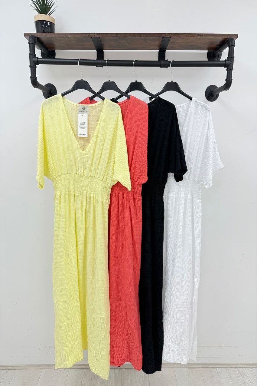 CHEESE CLOTH GATHERED MAXI BLACK