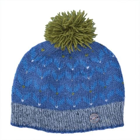 CHEVRON WINGS BOBBLE HAT IN IMPERIAL BLUE