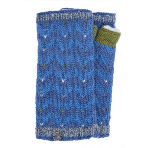 CHEVRON WINGS WRISTWARMERS IN IMPERIAL BLUE