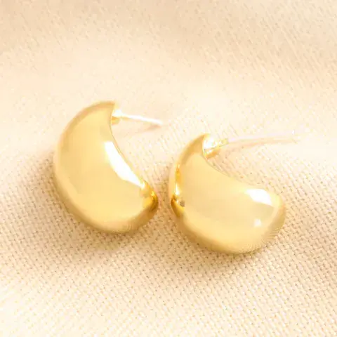 CHUNKY TEARDROP HALF HOOP EARRINGS IN GOLD
