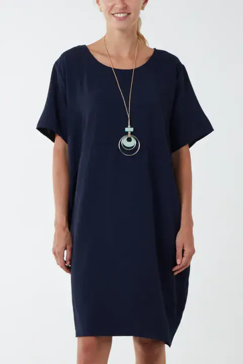 COCOON MIDI DRESS WITH NECKLACE