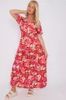 COLOURFUL PRINTED FLORAL BUTTON MAXI