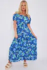 COLOURFUL PRINTED FLORAL BUTTON MAXI