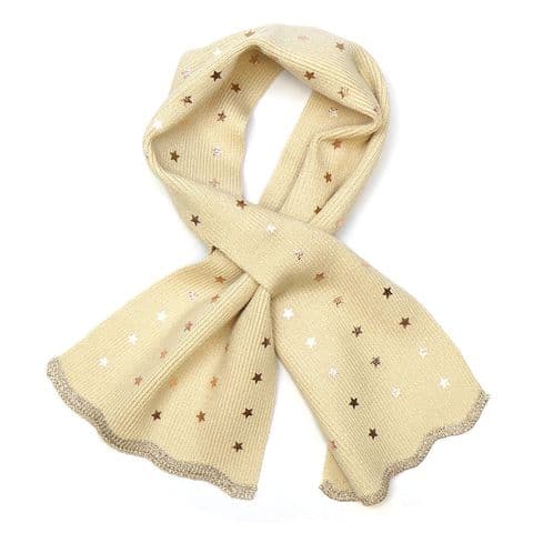 CREAM RECYCLED BLEND METALLIC STARS PULL THROUGH SCARF