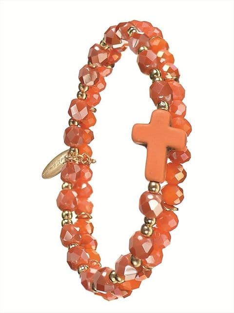 CRYSTAL & CROSS STONE & PEARL TANGERINE BRACELET