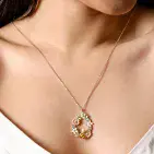 CRYSTAL FLOWER & BEE DROPLET NECKLACE