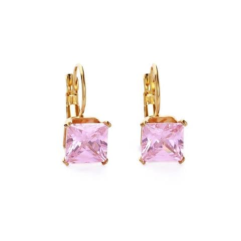 CUT GLASS EARRING GOLD/PINK