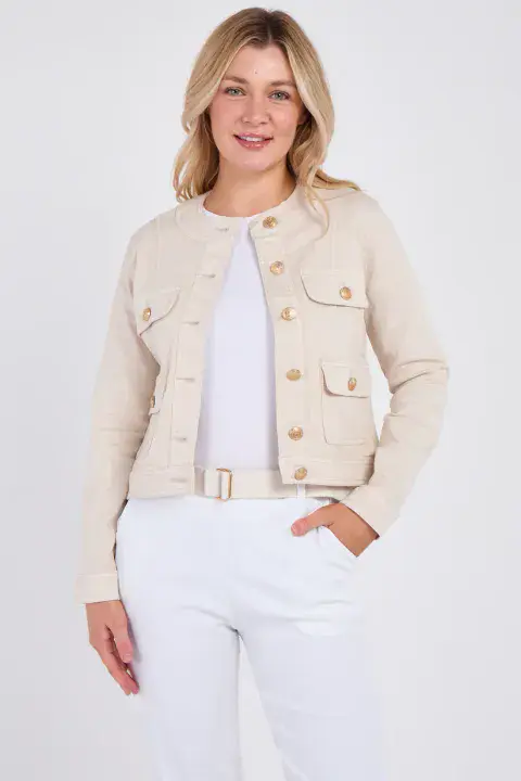 DENIM GOLD BUTTON JACKET IVORY