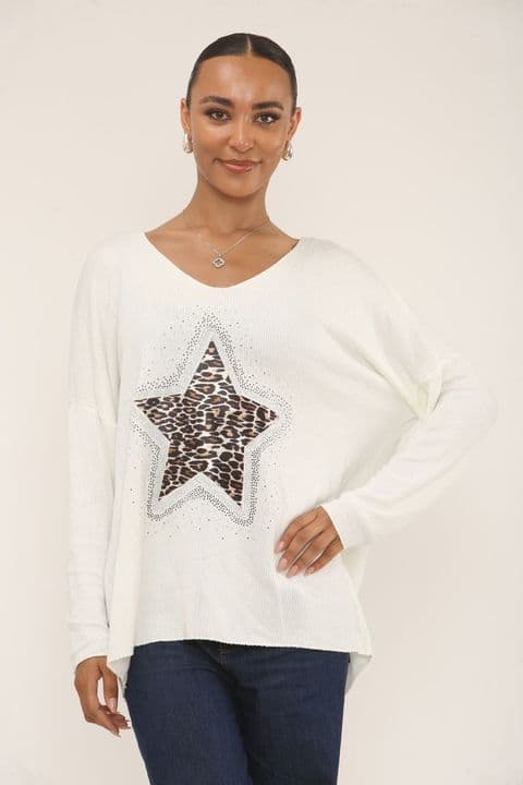 DIAMANTE LEOPARD STAR JUMPER