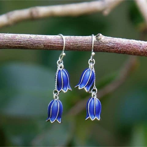 DOUBLE BLUEBELL FLOWER DROP HOOK EARRINGS