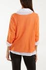 DOUBLE LAYER FINE KNIT AND COTTON SHIRT  ORANGE