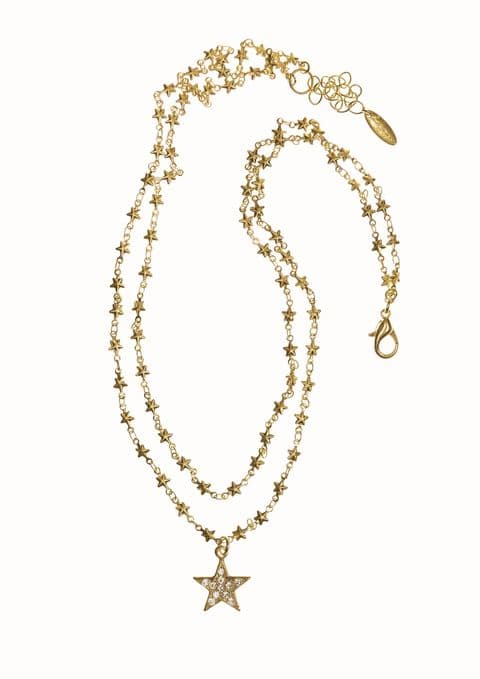 DOUBLE STAR CHAIN NECKLACE IN GOLD