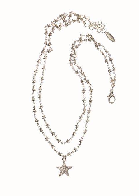 DOUBLE STAR CHAIN NECKLACE IN SILVER