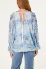 DOUBLE V NECK MESH BLOUSE