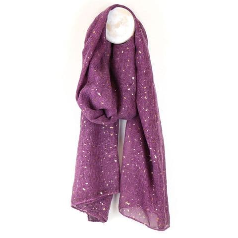 DUSKY MAGENTA  & GOLD SPECKLE PRINT SCARF