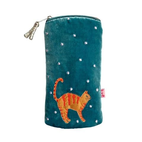 EMBROIDERED GINGER CAT GLASSES PURSE