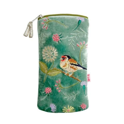 EMBROIDERED GOLDFINCH GLASSES PURSE