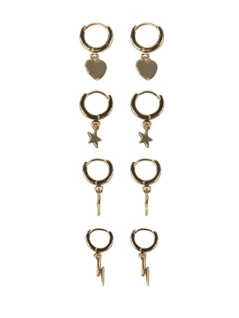 EMILIA HUGGIE CHARM EARRINGS GOLD