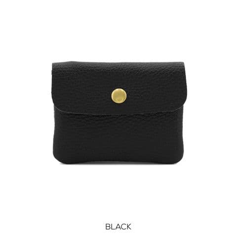 EMILY LEATHER BUTTON PURSE BLACK