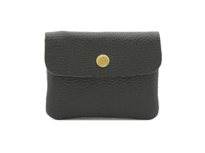 EMILY LEATHER BUTTON PURSE DARK GREY
