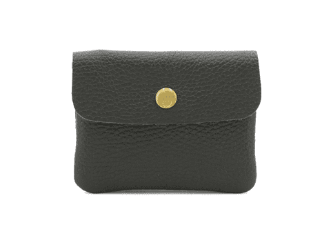 EMILY LEATHER BUTTON PURSE DARK GREY