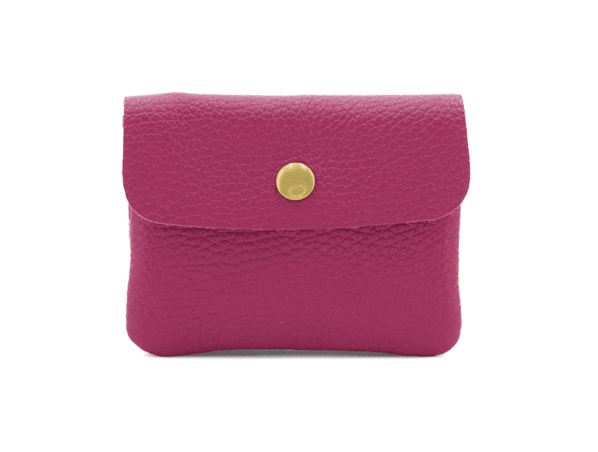 EMILY LEATHER BUTTON PURSE HOT PINK