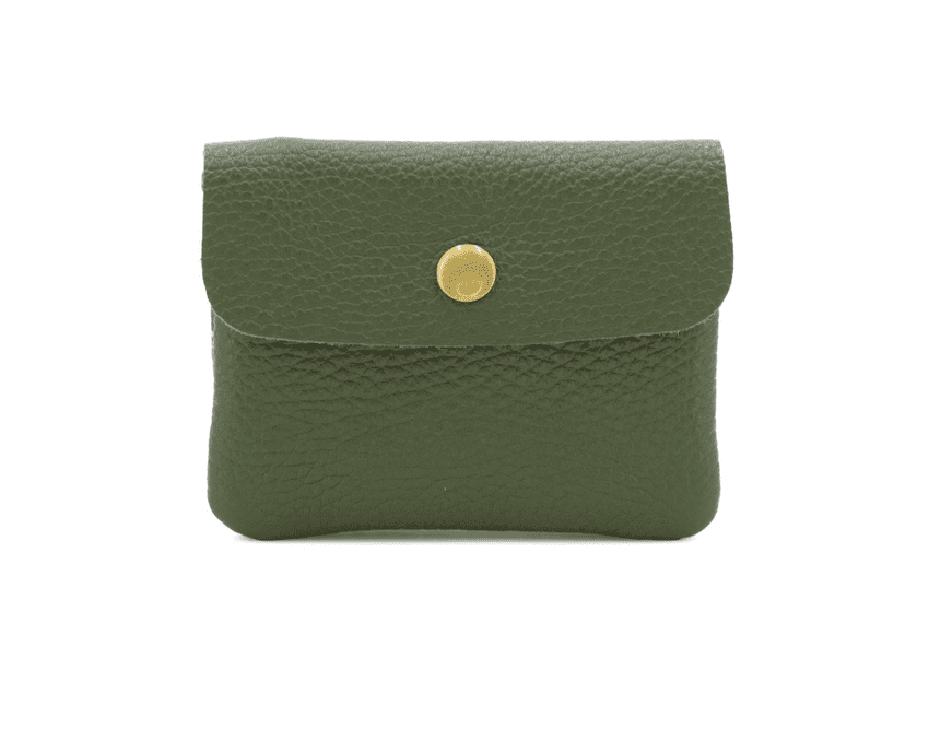 EMILY LEATHER BUTTON PURSE KHAKI