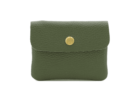 EMILY LEATHER BUTTON PURSE KHAKI