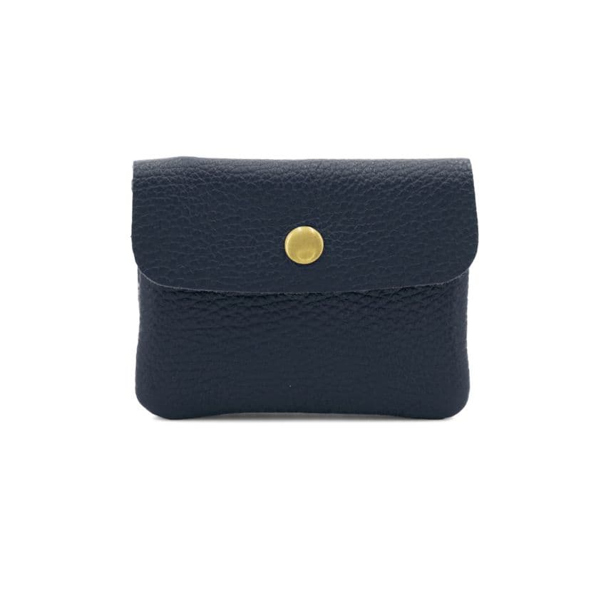 EMILY LEATHER BUTTON PURSE NAVY