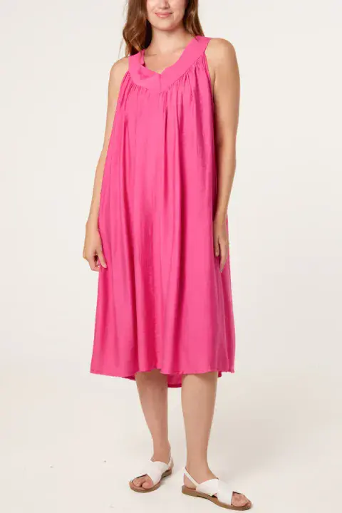 ESSENTIAL V NECK MIDI DRESS
