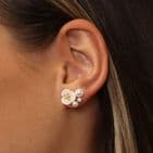 FAUX GOLD PLATED FLOWER PEARL CLUSTER STUDS