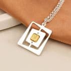 FAUX GOLD & SILVER PLATED IRREGULAR NESTED SQUARE NECKLACE