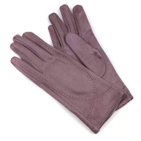 FAUX SUEDE STITCH DETAIL GLOVES