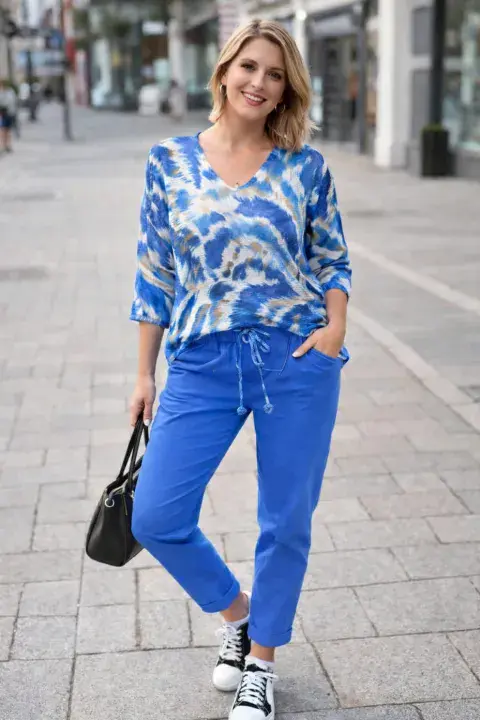 FEATHER WAVE V NECK MESH KNIT