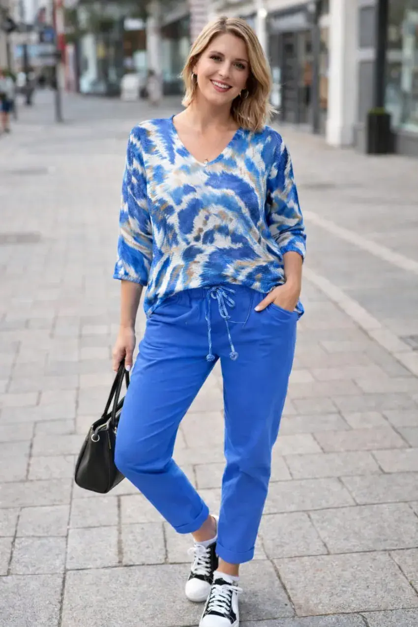 FEATHER WAVE V NECK MESH KNIT