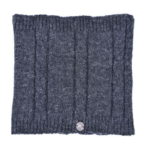 FLEECE LINED CABLE SNOOD IN CHARCOAL