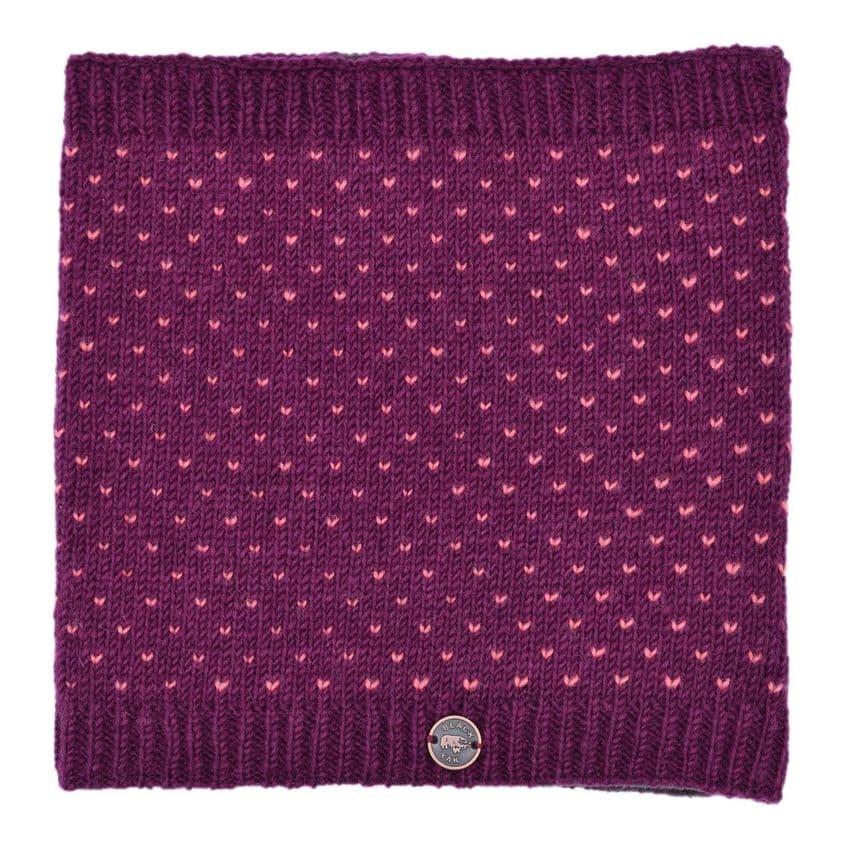 FLEECE LINED TICK SNOOD IN DEEP BERRY
