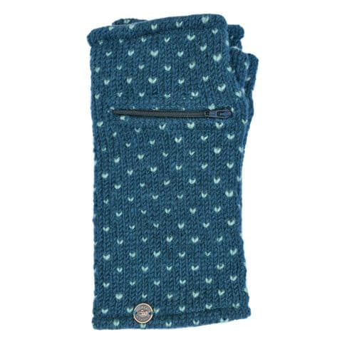 FLEECE LINED ZIP WRISTWARMERS IN DEEP ATLANTIC