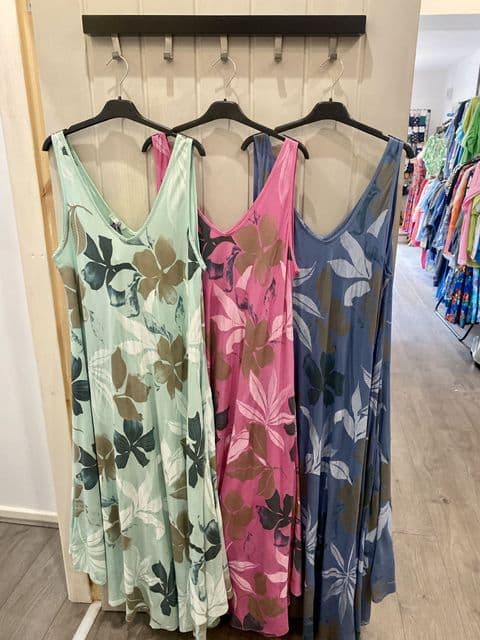 FLORAL LEAF MIDI DRESS